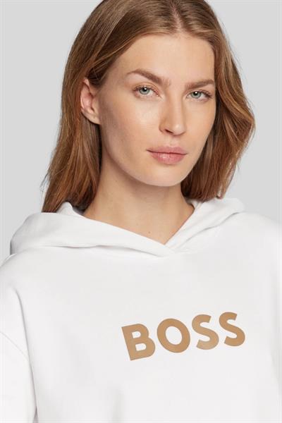 Boss Baskılı Kapüşonlu Kadın Sweatshirt Beyaz 100