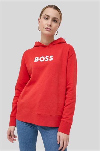 Boss Baskılı Kapüşonlu Kadın Sweatshirt Turuncu 622