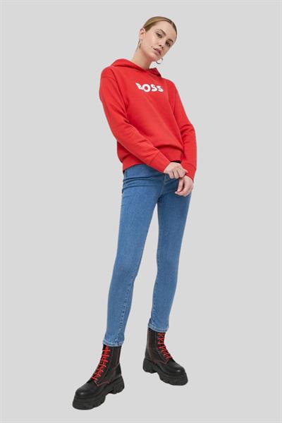 Boss Baskılı Kapüşonlu Kadın Sweatshirt Turuncu 622
