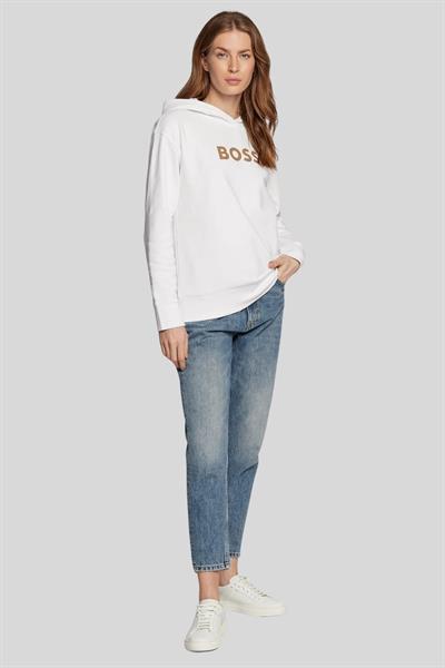 Boss Baskılı Kapüşonlu Kadın Sweatshirt Beyaz 100