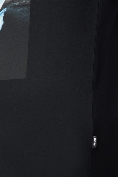 Boss Baskılı Regular Fit Bisiklet Yaka  Erkek T Shirt Siyah