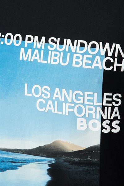 Boss Baskılı Regular Fit Bisiklet Yaka  Erkek T Shirt Siyah