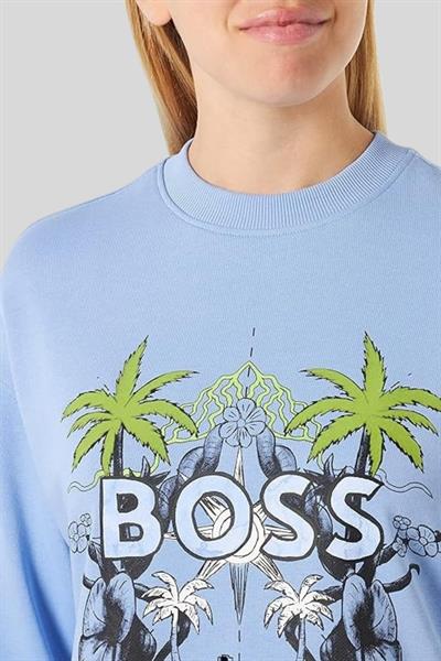 Boss Baskılı Regular Fit Kadın Sweatshirt Mavi 472
