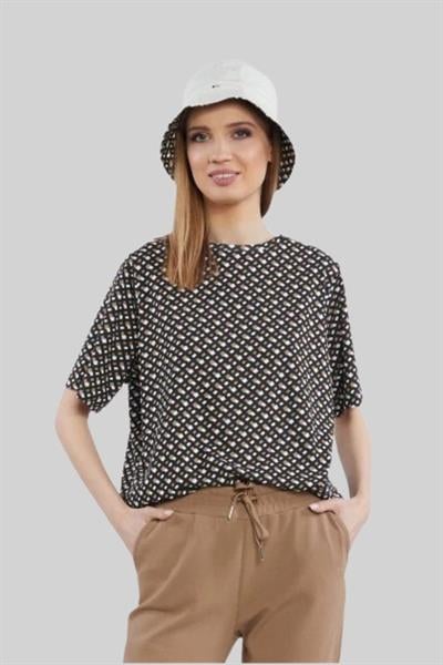 Boss Bisiklet Yaka Kadın Renkli T-Shirt Çok Renkli