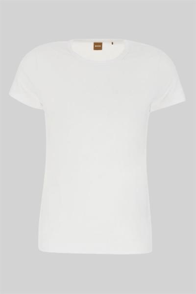 Boss Bisiklet Yaka Kadın T-Shirt Beyaz 100