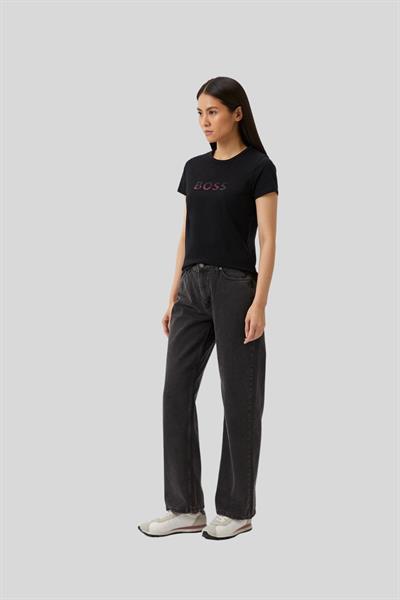 Boss Bisiklet Yaka Kadın T-Shirt Siyah