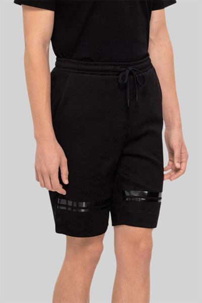 Boss Çizgili Regular Fit Pamuklu Şort Siyah