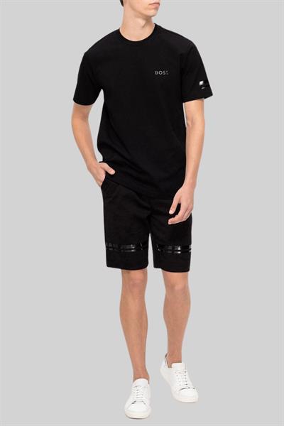 Boss Çizgili Regular Fit Pamuklu Şort Siyah
