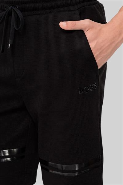 Boss Çizgili Regular Fit Pamuklu Şort Siyah