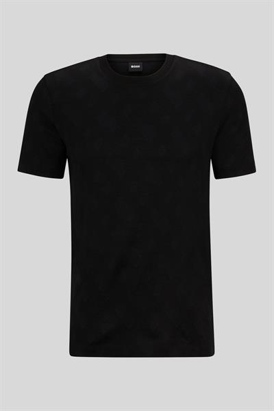 Boss Desenli Erkek T-Shirt Siyah