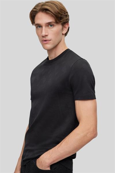 Boss Desenli Erkek T-Shirt Siyah