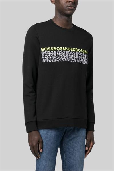 Boss Erkek Bisiklet Yaka Sweatshirt Siyah