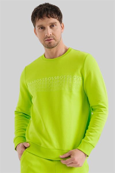 Boss Erkek Bisiklet Yaka Sweatshirt Yeşil