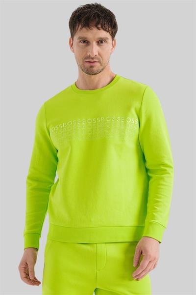 Boss Erkek Bisiklet Yaka Sweatshirt Yeşil