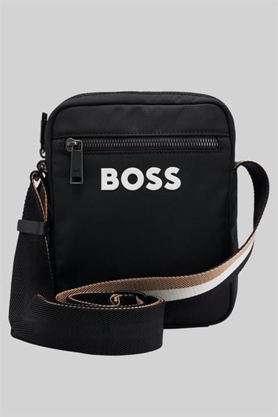 Boss Erkek Catch Logo Detaylı Çapraz Omuz Çantası Siyah
