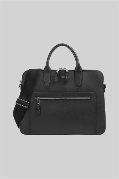 Boss Erkek Dana Derisi Evrak Çantası Siyah