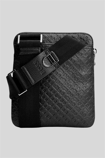 Boss Erkek Deri Omuz Çantası Siyah