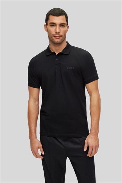 Boss Erkek Düğme Kapamalı Kısa Kollu Polo Yaka T-Shirt Siyah