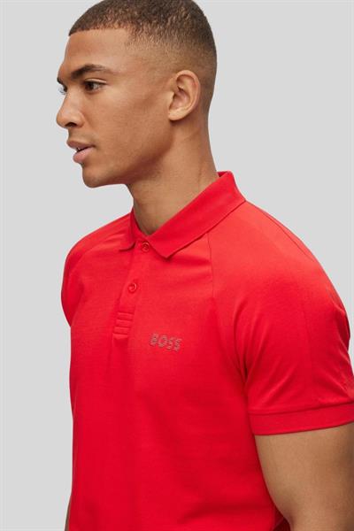 Boss Erkek Düğme Kapamalı Kısa Kollu Polo Yaka T-Shirt Kırmızı