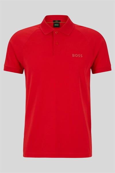 Boss Erkek Düğme Kapamalı Kısa Kollu Polo Yaka T-Shirt Kırmızı