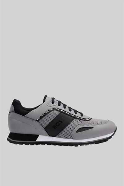 Boss Erkek Logolu Sneaker Parkur Koşu Ayakkabı Gri 060