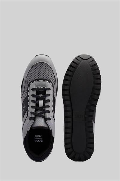 Boss Erkek Logolu Sneaker Parkur Koşu Ayakkabı Gri 060