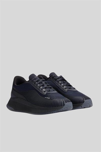 Boss Erkek Marka Logolu Bağcıklı Kaydırmaz Tabanlı Sneaker Mavi