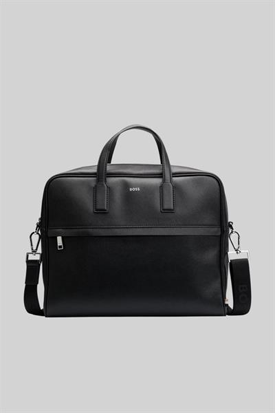 Boss Erkek Marka Logolu Deri Günlük Kullanım Omuz Çantası Siyah