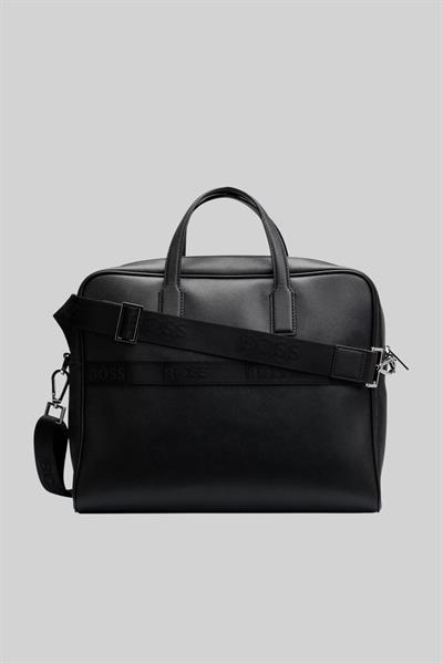 Boss Erkek Marka Logolu Deri Günlük Kullanım Omuz Çantası Siyah