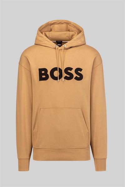 Boss Erkek Pamuklu Kapüşonlu Sweatshirt Bej 260