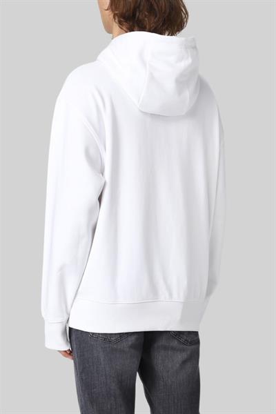 Boss Erkek Pamuklu Kapüşonlu Sweatshirt Beyaz 100