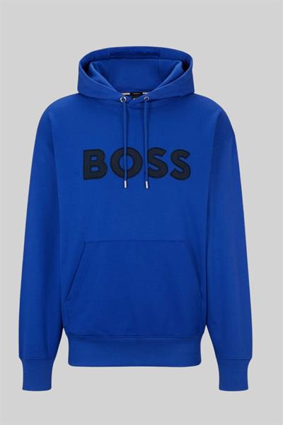 Boss Erkek Pamuklu Kapüşonlu Sweatshirt Mavi 433
