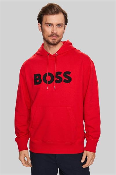 Boss Erkek Pamuklu Kapüşonlu Sweatshirt Kırmızı 628