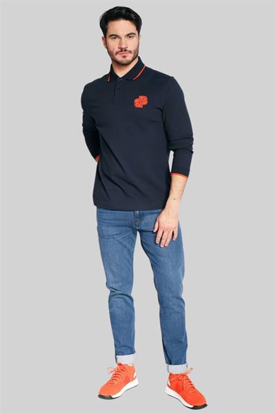 Boss Erkek Polo Yaka Pamuklu Uzun Kollu T-Shirt Lacivert 404