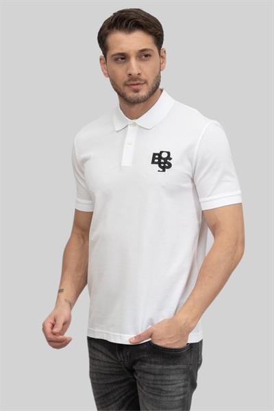 Boss Erkek Polo Yaka  T-Shirt Beyaz 100
