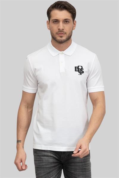 Boss Erkek Polo Yaka  T-Shirt Beyaz 100