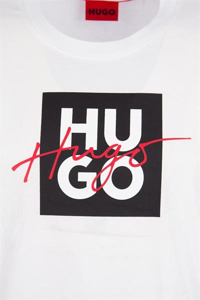 Boss Erkek Regular Fit Baskılı Pamuklu T-Shirt Beyaz