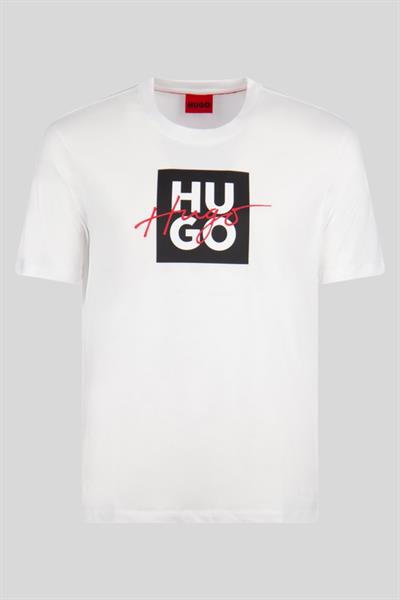Boss Erkek Regular Fit Baskılı Pamuklu T-Shirt Beyaz