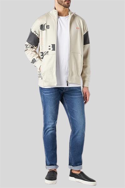 Boss Erkek Regular Fit Fermuarlı Sweatshirt Krem