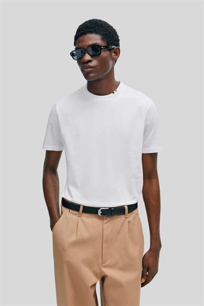 Boss Erkek Regular Fit Kısa Kollu Düz Bisiklet Yaka T-Shirt Beyaz