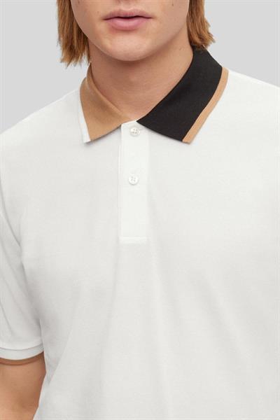 Boss Erkek Regular Fit Kısa Kollu Logolu Polo Yaka T-Shirt Beyaz