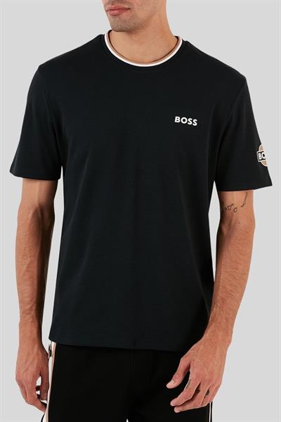 Boss Erkek Regular Fit Logolu Bisiklet Yaka T-Shirt Siyah