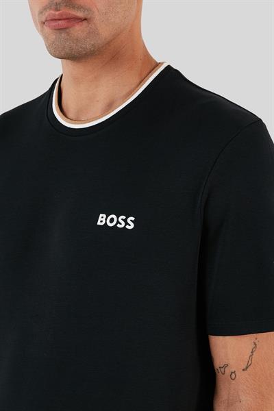 Boss Erkek Regular Fit Logolu Bisiklet Yaka T-Shirt Siyah