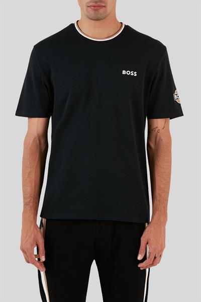 Boss Erkek Regular Fit Logolu Bisiklet Yaka T-Shirt Siyah