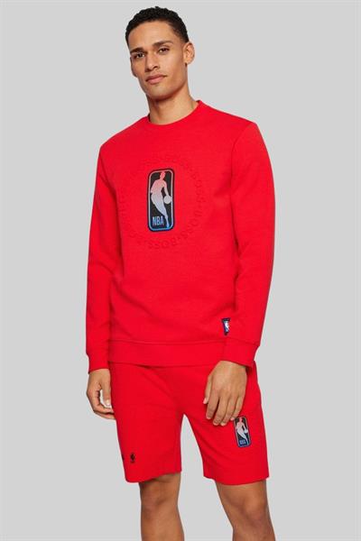 Boss Erkek Regular Fit NBA Windmill Sweatshirt Kırmızı