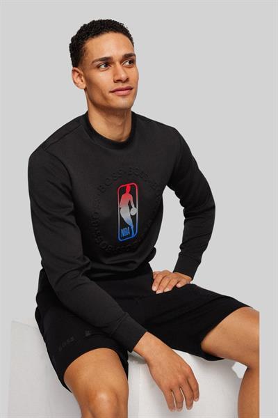 Boss Erkek Regular Fit NBA Windmill Sweatshirt Siyah