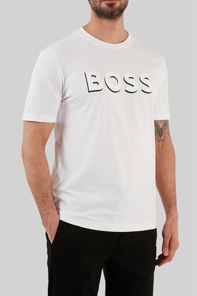 Boss Erkek Regular Fit Pamuklu Bisiklet Yaka T-Shirt Beyaz 100