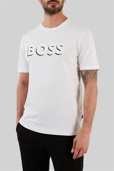 Boss Erkek Regular Fit Pamuklu Bisiklet Yaka T-Shirt Beyaz 100