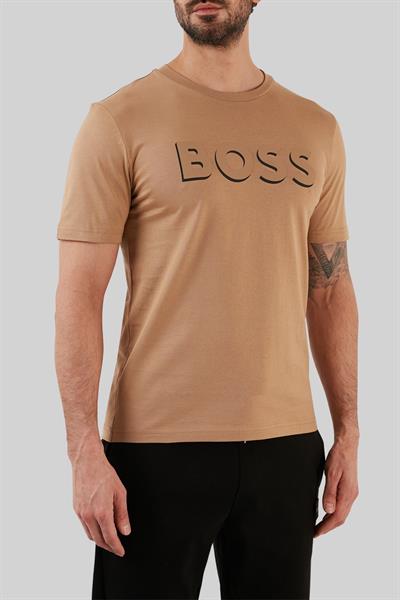 Boss Erkek Regular Fit Pamuklu Bisiklet Yaka T-Shirt Bej 260