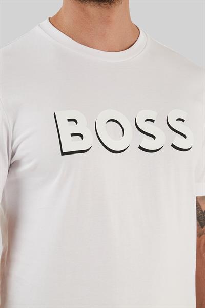 Boss Erkek Regular Fit Pamuklu Bisiklet Yaka T-Shirt Beyaz 100